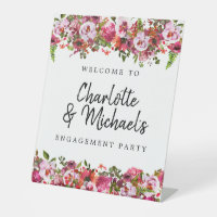 Bienvenue à la fête de fiançailles florale rose et