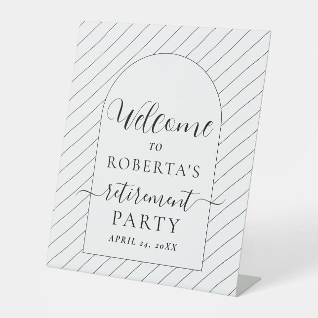 Signe De Table Bienvenue à la fête de retraite de texte minimal a (Recto)