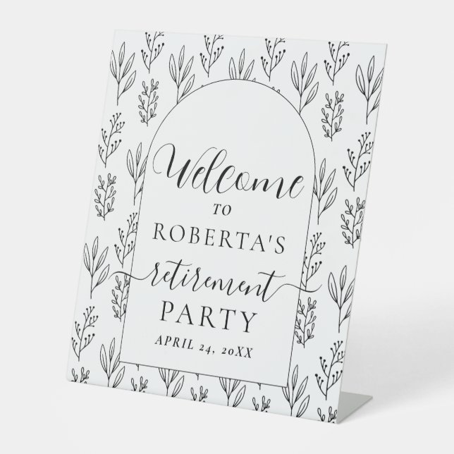Signe De Table Bienvenue à la fête de retraite, écriture de texte (Recto)