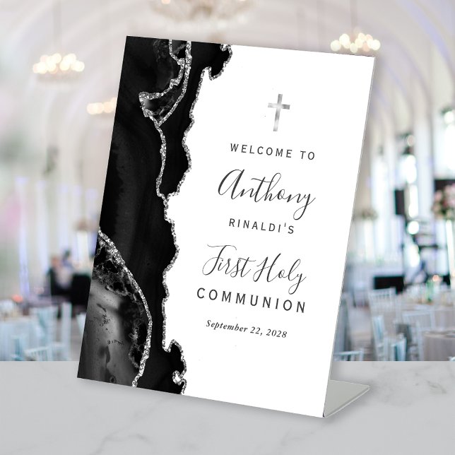 Signe De Table Bienvenue à la Première Sainte Communion Argent Ag (Créateur téléchargé)