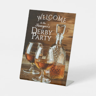 Signe De Table Bienvenue à la soirée Rustique Whiskey Derby