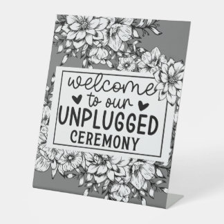 Signe De Table Bienvenue à notre Mariage floral foncé débranché