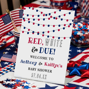 Signe De Table Bienvenue à Red, White & Due! Baby Shower du 4 jui