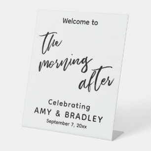 Signe De Table Bienvenue à The Morning After Casual Handwriting