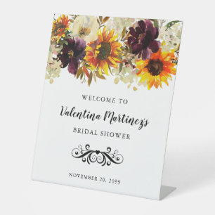 Signe De Table Bienvenue à une douche nuptiale florale Boho autom