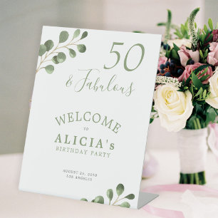 Signe De Table Bienvenue à une fête élégante pour un 50e annivers