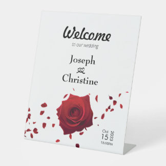 Signe De Table Bienvenue au Mariage Red Rose