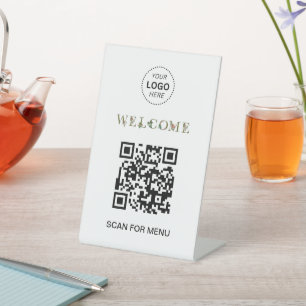 Signe De Table Bienvenue Code QR personnalisé Logo Entreprise mod