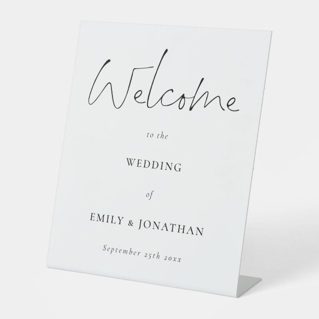 Signe De Table Bienvenue dans le Mariage Script noir (Recto)