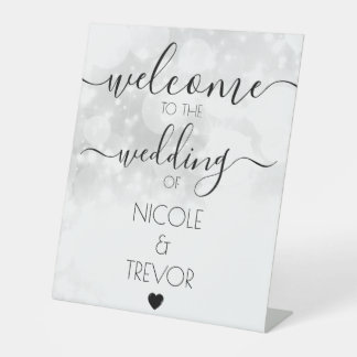 Signe De Table Bienvenue de mariage personnalisée en calligraphie