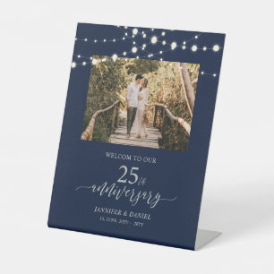 Signe De Table Bienvenue Foa pour les 25 ans de mariage Argent &