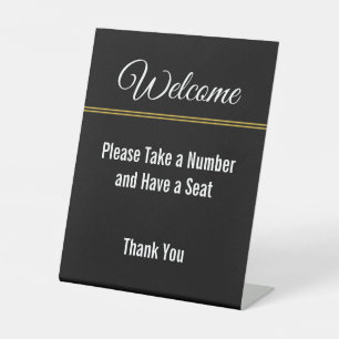 Signe De Table Bienvenue S'il vous plaît prendre un nombre avoir