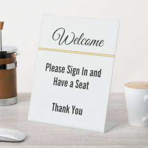 Signe De Table Bienvenue S'il vous plaît vous connecter Ayez un M
