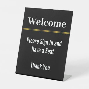 Signe De Table Bienvenue S'il vous plaît vous connecter Ayez un M