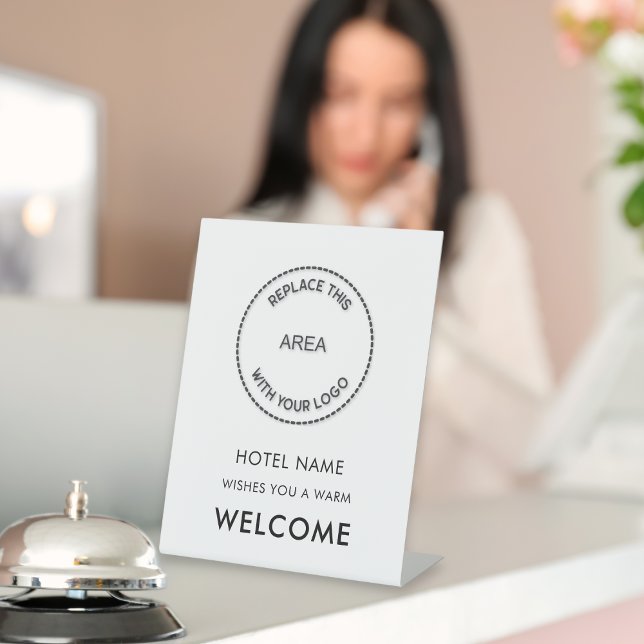 Signe De Table Bienvenue Simple Nom De L'Hôtel Logo N'Importe Que (Créateur téléchargé)