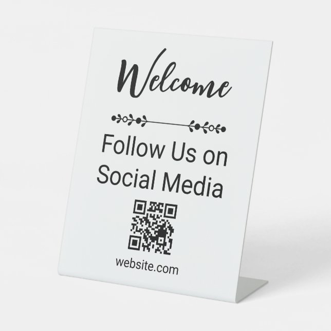 Signe De Table Bienvenue Suivez-nous sur le code QR des médias so (Recto)