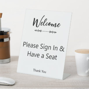 Signe De Table Bienvenue, veuillez vous connecter et asseyez-vous