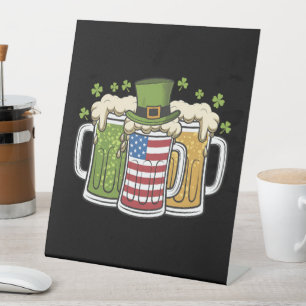 Signe De Table Bière Irlandaise Irlande États-Unis Drapeau Améric