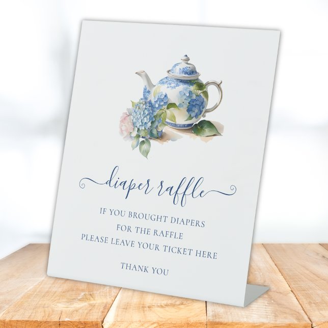 Signe De Table Billet de tombola Baby Shower Hydrangea Bleue (Créateur téléchargé)