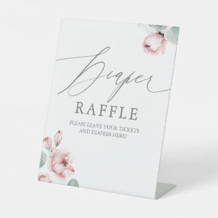 Signe De Table Billet Rose Dusty Fleurs de couches Raffle Enseign