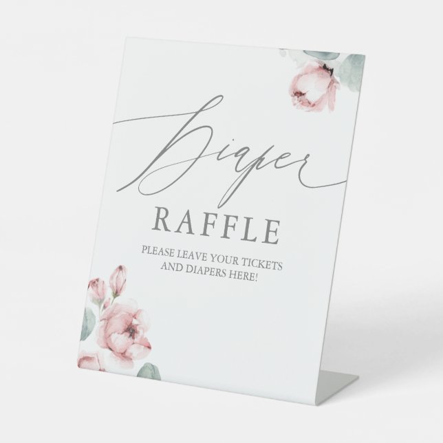 Signe De Table Billet Rose Dusty Fleurs de couches Raffle Enseign (Recto)
