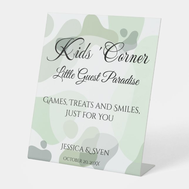 Signe De Table Bio verdure Mariage géométrique Coin enfants (Recto)