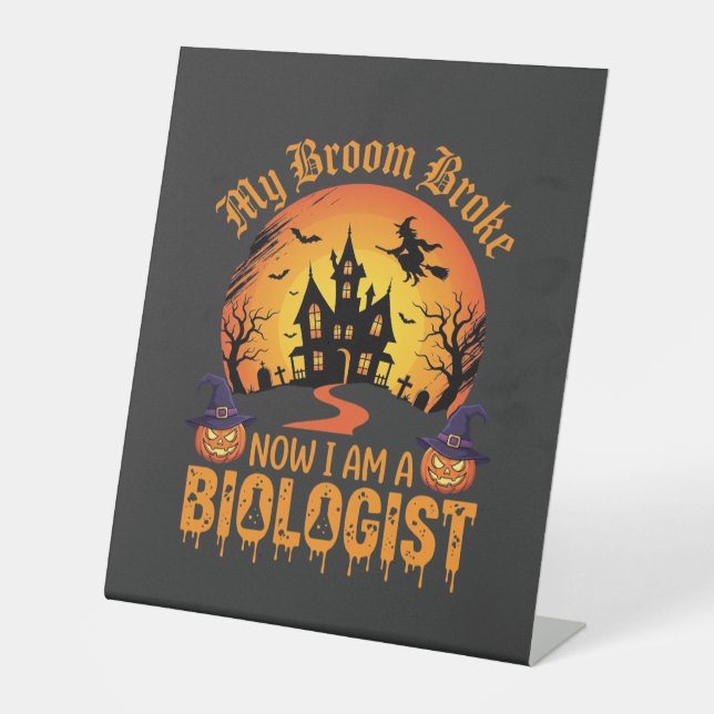 Signe De Table Biologiste d'Halloween Sorcière Maison Hantée Citr (Recto)