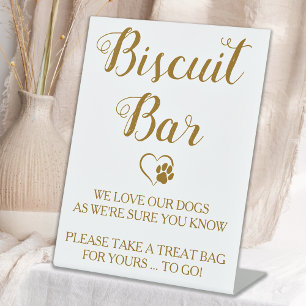 Signe De Table Biscuit Bar Chic Gold Pet Chien Traite Mariage Fav