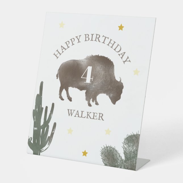 Signe De Table Bison Buffalo Desert Cactus Ranch Western Annivers (Recto)