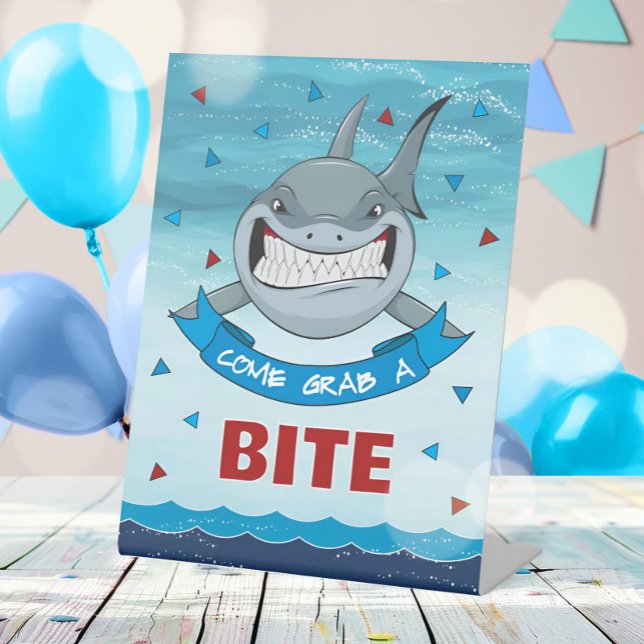 Signe De Table Bites de requin Anniversaire Fête moderne Nourritu (Créateur téléchargé)