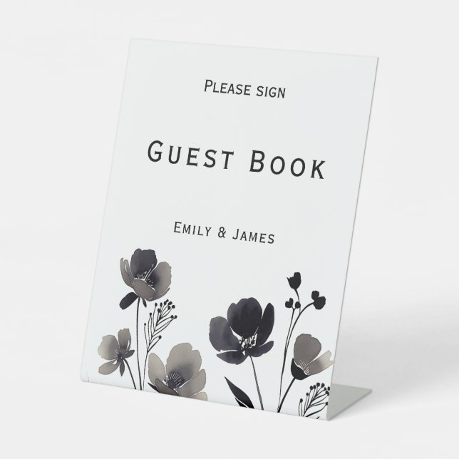 Signe De Table Black and White Floral Wedding (Recto)