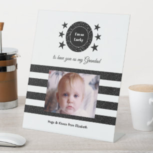 Signe De Table Black and white Je suis si chanceux Grandad photos