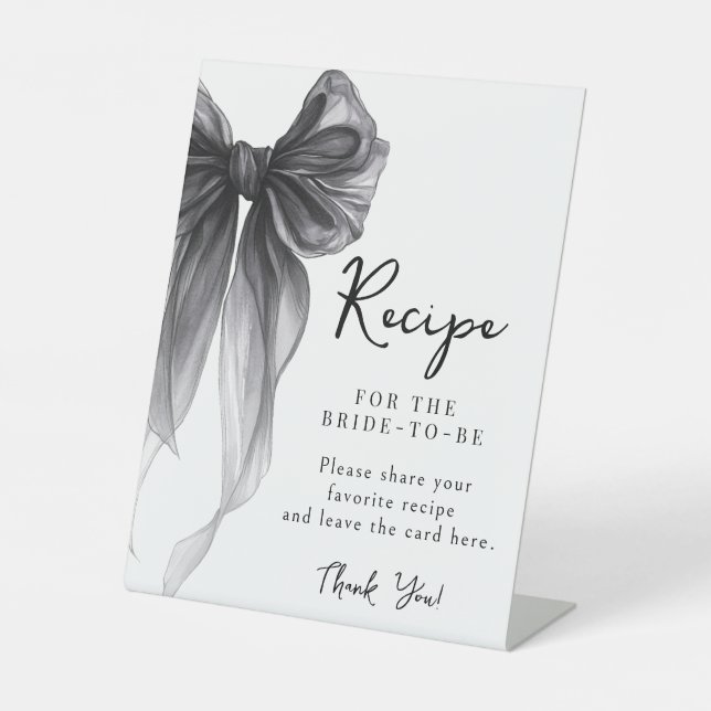 Signe De Table Black Bow Recipe For the Bride-to-be Sign (Recto)
