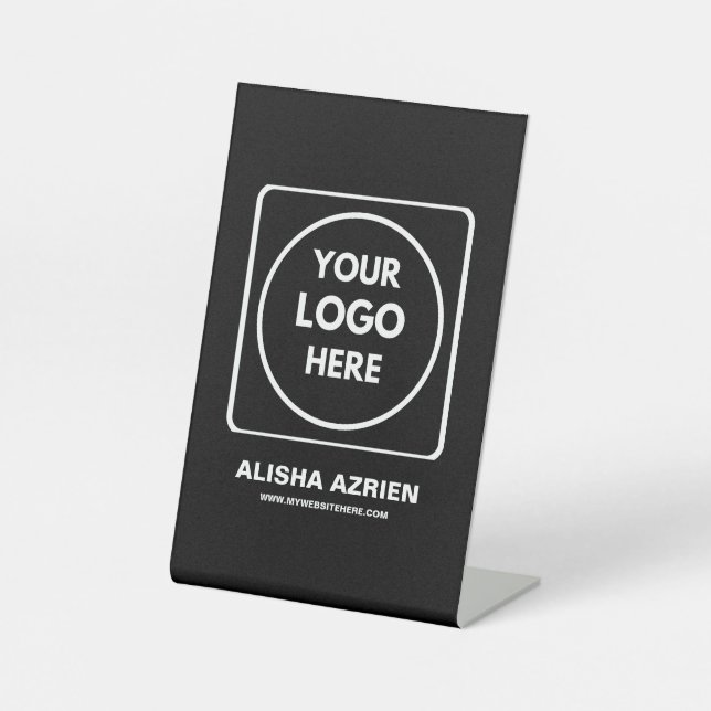 Signe De Table Black Business Logo Branding Display Pedestal Sign (Recto)