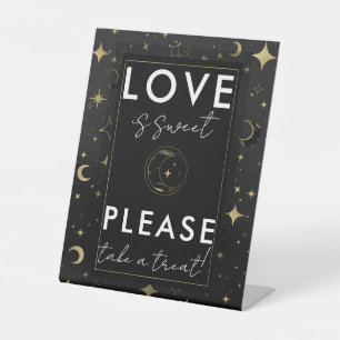 Signe De Table Black & Gold Céleste Lune Stars Mariage Treat