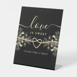 Signe De Table Black Gold Love Is Sweet Treat Sign