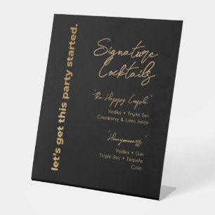 Signe De Table Black Gold Signature Cocktail Menu Piédestal Signa