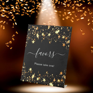 Signe De Table Black gold stars fête des invités faveurs