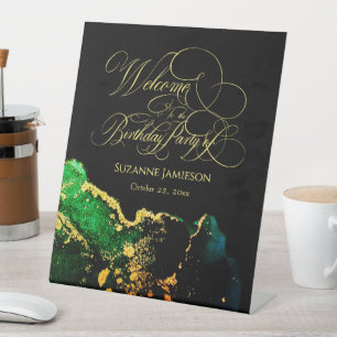 Signe De Table Black Green Vintage Script Police Anniversaire