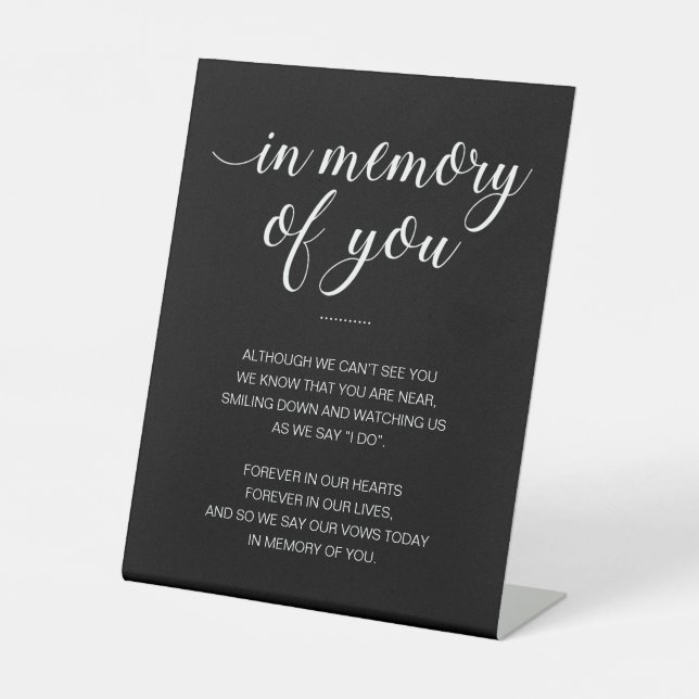 Signe De Table Black In Memory You Poem Mariage Memorial (Recto)