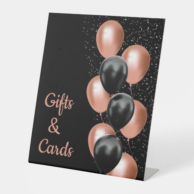 Signe De Table Black Rose Gold Balloon Chic Cadeaux d'anniversair (Recto)