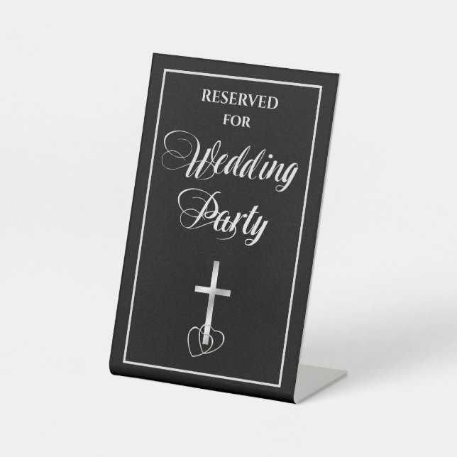 Signe De Table Black Silver Christian Cross Wedding Party (Recto)