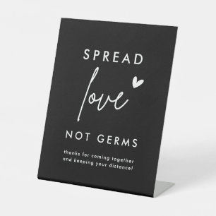 Signe De Table Black Spread Love Not Germs Distance Sign