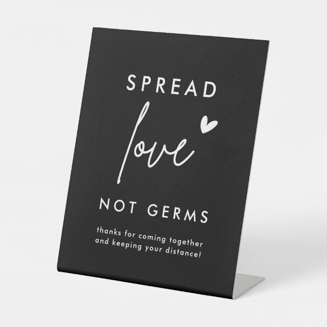 Signe De Table Black Spread Love Not Germs Distance Sign (Recto)
