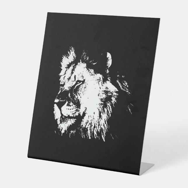 Signe De Table Black White Lion - Animal Pop Art (Recto)