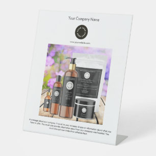 Signe De Table Blanc avec logo et photo Petite entreprise