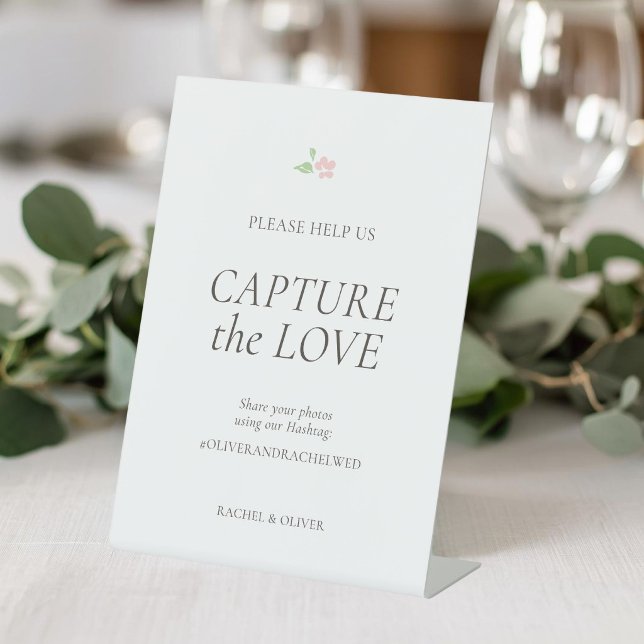 Signe De Table Blanc | Capturez l'Amour Table de Mariage  (Créateur téléchargé)