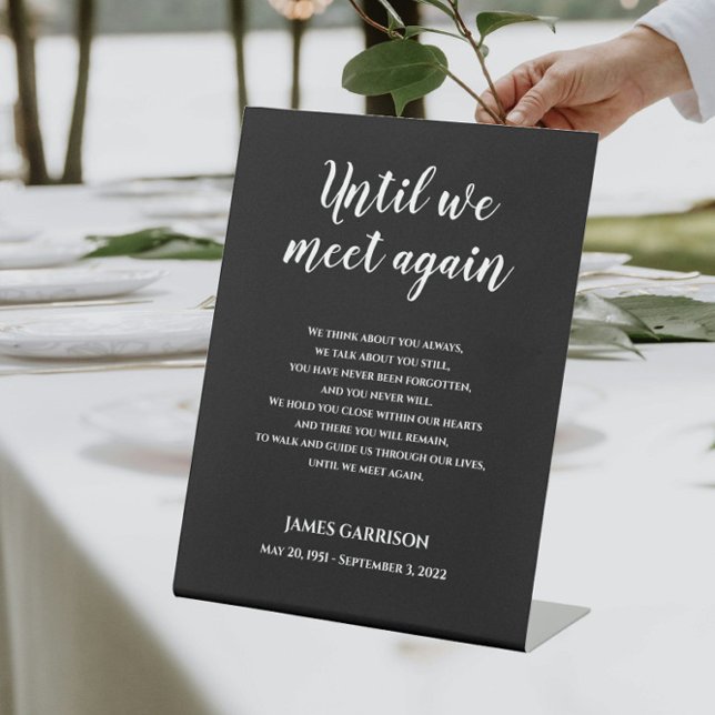 Signe De Table Blanc Sur Noir Jusqu'À Ce Que Nous Rencontrions De (Créateur téléchargé)