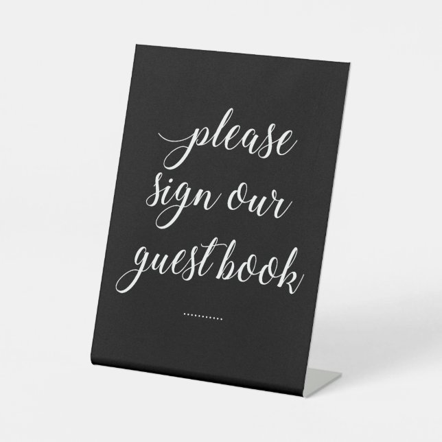 Signe De Table Blanc sur noir S'il vous plaît signer notre Mariag (Recto)