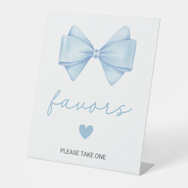 Signe De Table Bleu Bow Baby shower Faveurs (Recto)